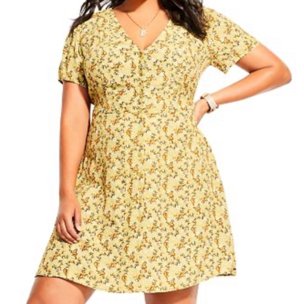 City Chic Trendy Floral Print fit and flair dress